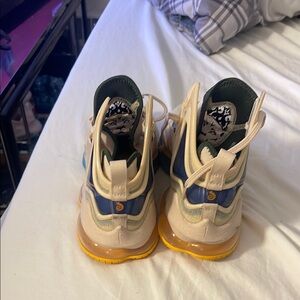 Nike Cream and Blue Sneakers with Signature Swoosh